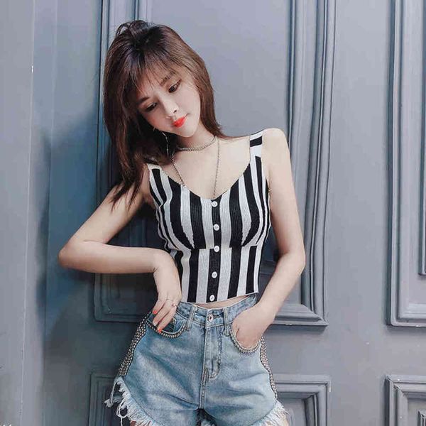 striped summer camisole women's versatile backless knitted camis short tide gd317 210506, White
striped summer camisole women's versatile backless knitted camis short tide gd317 210506, White