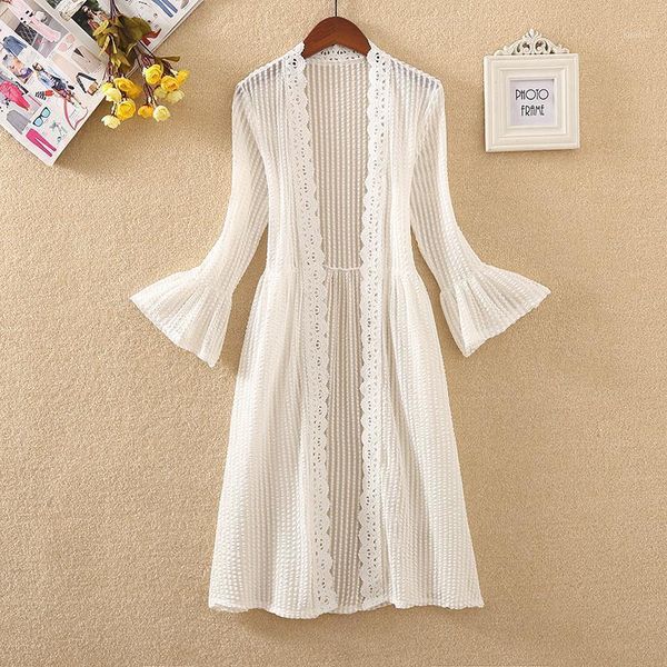 women's jackets summer lace jacket women medium long flare sleeve white coat elegant beach open stitch casual outerwear ladies, Black;brown
women's jackets summer lace jacket women medium long flare sleeve white coat elegant beach open stitch casual outerwear ladies, Black;brown