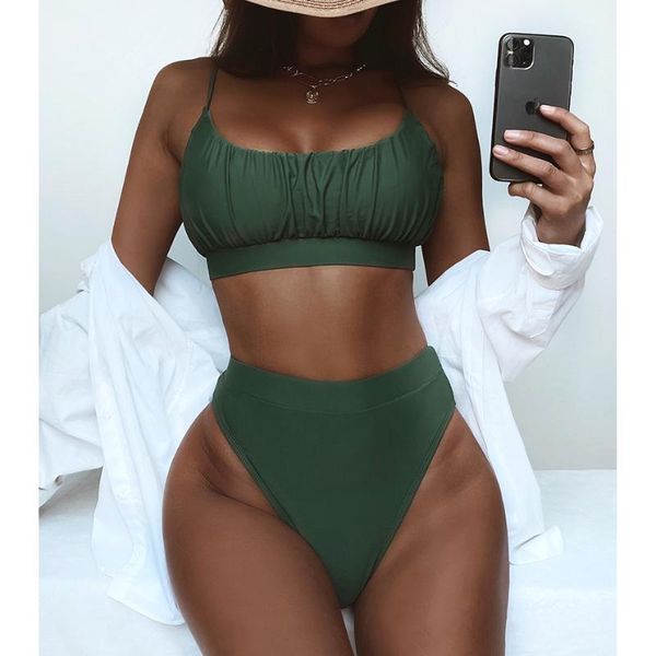 women's swimwear high waist bikini pleated bandeau women 2021 swimsuit bikinis set swimming 2 pieces woman bathing suit beach wear, White;black
women's swimwear high waist bikini pleated bandeau women 2021 swimsuit bikinis set swimming 2 pieces woman bathing suit beach wear, White;black