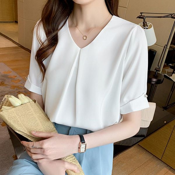 women's blouses & shirts 2xl women short sleeve solid white chiffon office blouse clothes and blusas mujer de moda 2021
women's blouses & shirts 2xl women short sleeve solid white chiffon office blouse clothes and blusas mujer de moda 2021