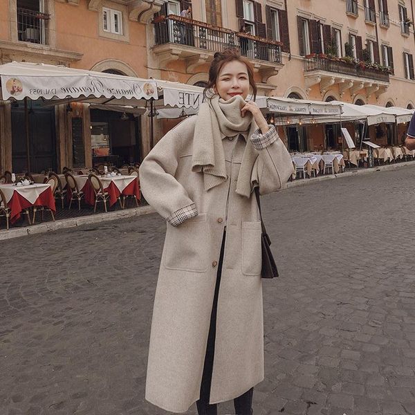 women's wool & blends winter casual long coat women blend trench loose clothes female single breasted lapel solid fashion outerwear lad, Black
women's wool & blends winter casual long coat women blend trench loose clothes female single breasted lapel solid fashion outerwear lad, Black