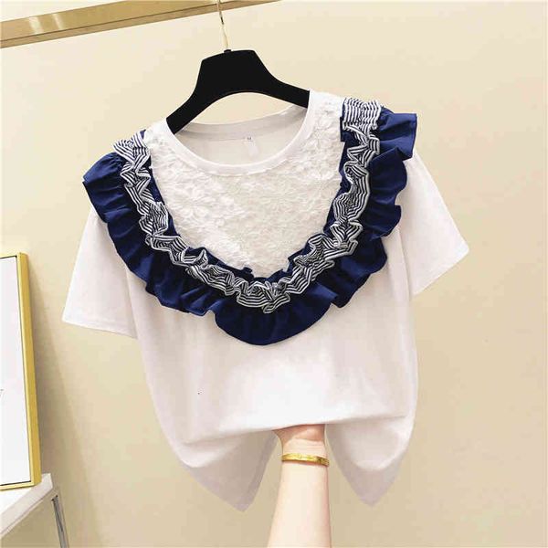 t shirt lace joint frilled pure cotton short-sleeved women's summer wear korean-style loose-fit students t-shirt t shirt, White
t shirt lace joint frilled pure cotton short-sleeved women's summer wear korean-style loose-fit students t-shirt t shirt, White