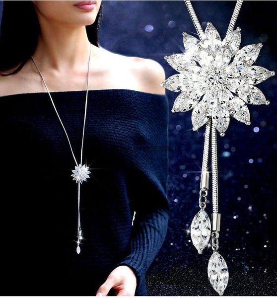 luxury necklaces & pendants fashion long statement crystal flower pendant necklace women sweater girls jewellery bijoux, Silver
luxury necklaces & pendants fashion long statement crystal flower pendant necklace women sweater girls jewellery bijoux, Silver