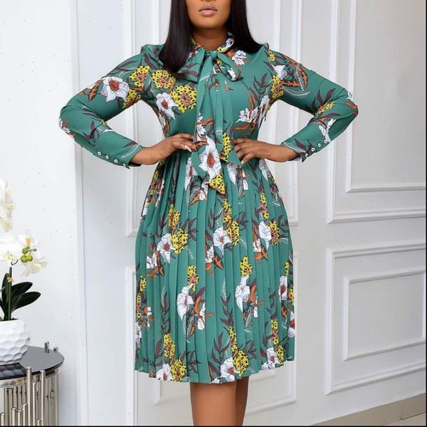 printed pleated long sleeves with womens dresses bowtie floral knee length elegant office ladies classy fashion african female, Black;gray
printed pleated long sleeves with womens dresses bowtie floral knee length elegant office ladies classy fashion african female, Black;gray