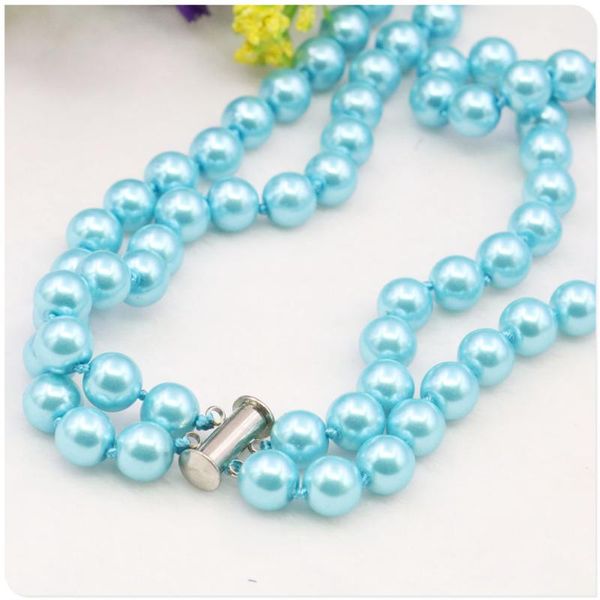2rows blue glass pearl shell necklace diy accessories women girls fashion jewelry making design rose clasp hand mand ornaments chains, Silver
2rows blue glass pearl shell necklace diy accessories women girls fashion jewelry making design rose clasp hand mand ornaments chains, Silver