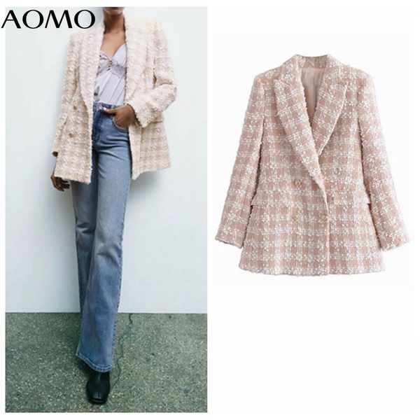 women's suits & blazers aomo women 2021 winter pink tweed thick blazer coat vintage double breasted long sleeve female outerwear 3h863a, White;black
women's suits & blazers aomo women 2021 winter pink tweed thick blazer coat vintage double breasted long sleeve female outerwear 3h863a, White;black