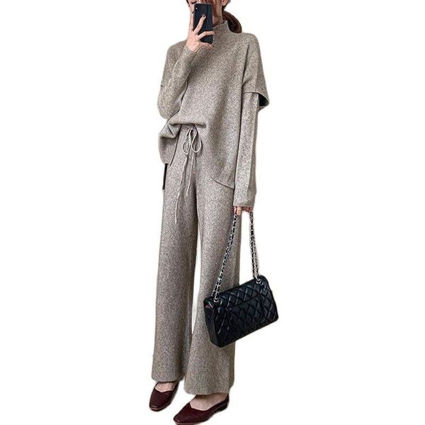 women's two piece pants casual knit suit 2021 fall/winter hedging long-sleeved sweater vest + loose wide-leg three-piece fashion clothi, White
women's two piece pants casual knit suit 2021 fall/winter hedging long-sleeved sweater vest + loose wide-leg three-piece fashion clothi, White