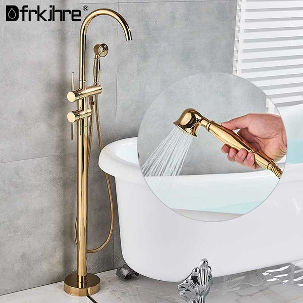 brushed golden floor-standing bathtub bathtub faucet with hand shower mixer tap rotation handshower bath mixer copper shower set
brushed golden floor-standing bathtub bathtub faucet with hand shower mixer tap rotation handshower bath mixer copper shower set