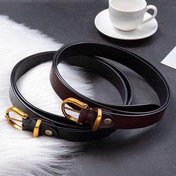 belts 2021 female thin leather belt casual solid pin gold buckle jeans wool accessories, Black;brown
belts 2021 female thin leather belt casual solid pin gold buckle jeans wool accessories, Black;brown
