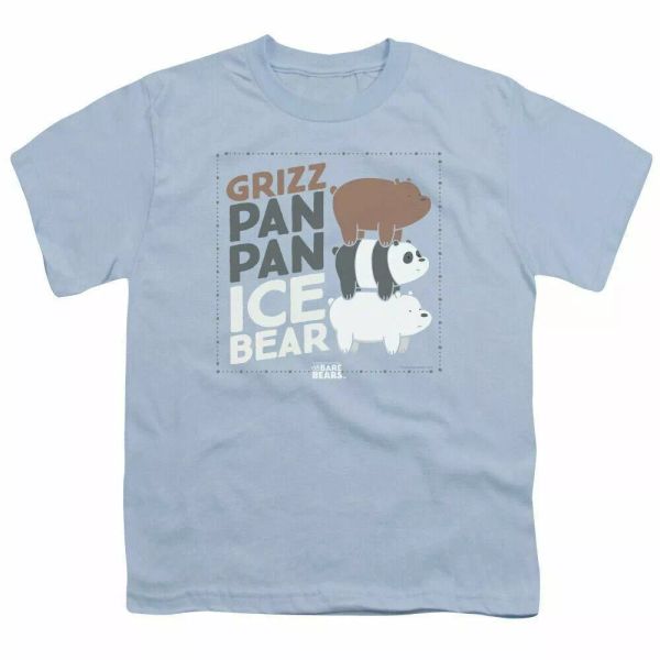 we bare bears grizz pan pan ice bear kids youth t shirt licensed tee light blue, White;black
we bare bears grizz pan pan ice bear kids youth t shirt licensed tee light blue, White;black