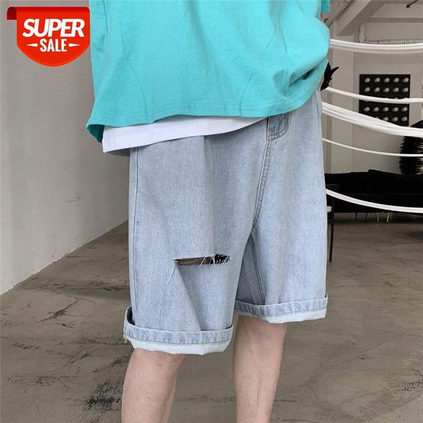 ripped blue denim shorts men's thin trend loose straight five-point pants #637l, Black
ripped blue denim shorts men's thin trend loose straight five-point pants #637l, Black