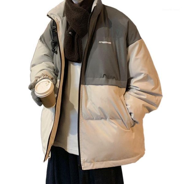 men's down & parkas thickened warm collar in winter cotton-padded jacket trend stitching contrast bread clothing tide, Black
men's down & parkas thickened warm collar in winter cotton-padded jacket trend stitching contrast bread clothing tide, Black