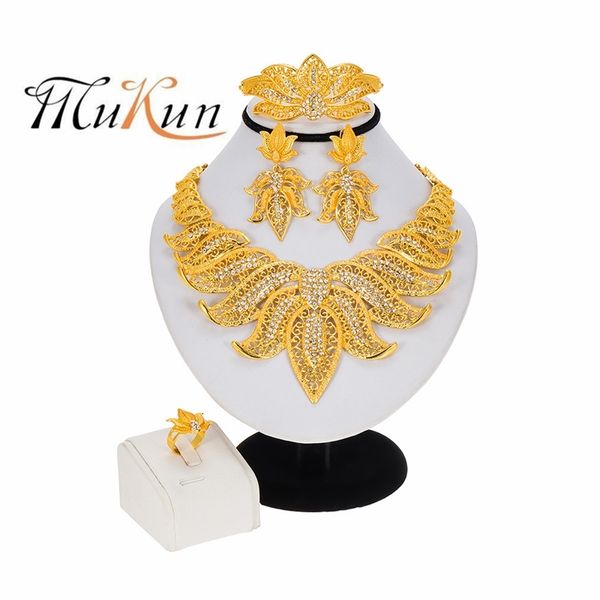 mukun dubai women luxury gold color jewelry nigeria african necklace bracelet earrings ring set wedding party gifts ornament, Black
mukun dubai women luxury gold color jewelry nigeria african necklace bracelet earrings ring set wedding party gifts ornament, Black