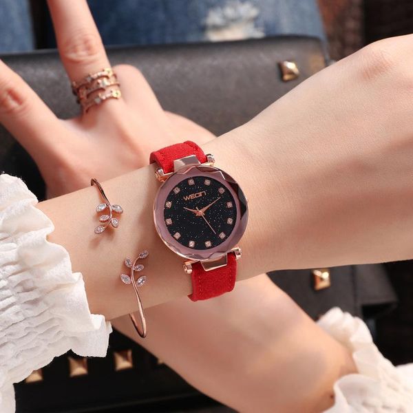 wristwatches fashion trend rhinestone starry sky black dial ladies wrist watch red green pink leather band seven colors women's quartz, Slivery;brown
wristwatches fashion trend rhinestone starry sky black dial ladies wrist watch red green pink leather band seven colors women's quartz, Slivery;brown