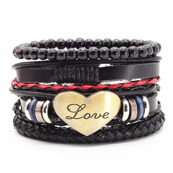 tennis 4 pcs/set multi-layer vintage woven leather men bracelets for women cross hooks heart charm wood beads bangles homme jewelry, Golden;silver
tennis 4 pcs/set multi-layer vintage woven leather men bracelets for women cross hooks heart charm wood beads bangles homme jewelry, Golden;silver