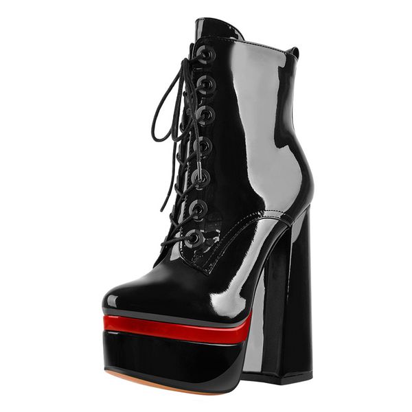 womens round toe platform lace up squre chunky high heel black ankle boots for winnter big size us5us15
womens round toe platform lace up squre chunky high heel black ankle boots for winnter big size us5us15