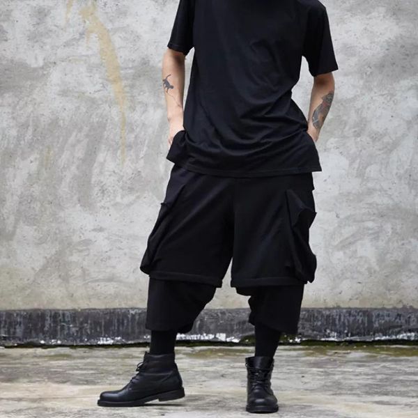 men's pants imitation two-piece wide leg original design hair stylist dark large pocket casual, Black
men's pants imitation two-piece wide leg original design hair stylist dark large pocket casual, Black