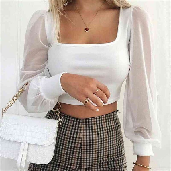 womens square neck see through mesh sheer puff long sleeve crop evening party club wear shirt, White
womens square neck see through mesh sheer puff long sleeve crop evening party club wear shirt, White