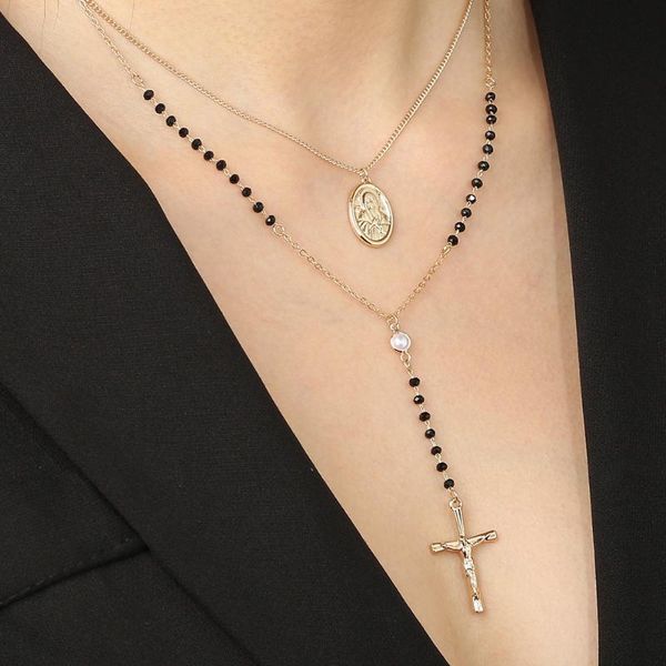 pendant necklaces simple temperament black crystal chain y-shaped tassel cross necklace clavicle, Silver
pendant necklaces simple temperament black crystal chain y-shaped tassel cross necklace clavicle, Silver