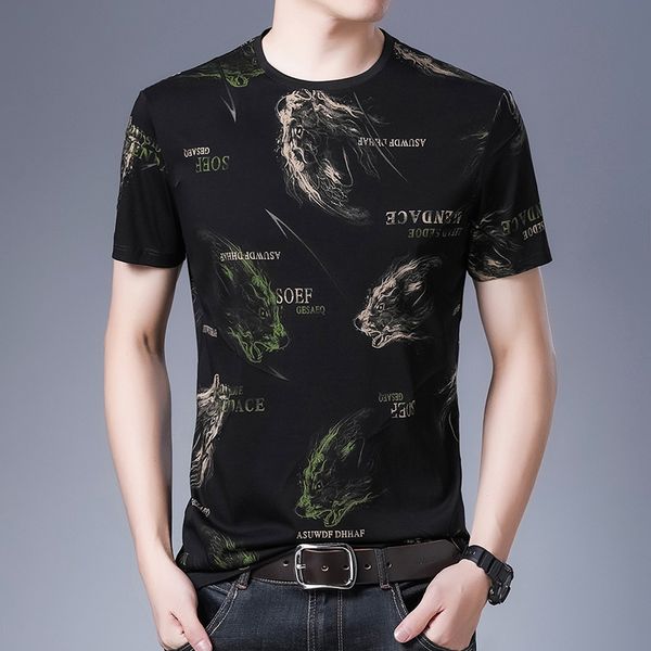 men's t shirts summer youth trend fashion thin short sleeve print round neck loose, White;black
men's t shirts summer youth trend fashion thin short sleeve print round neck loose, White;black