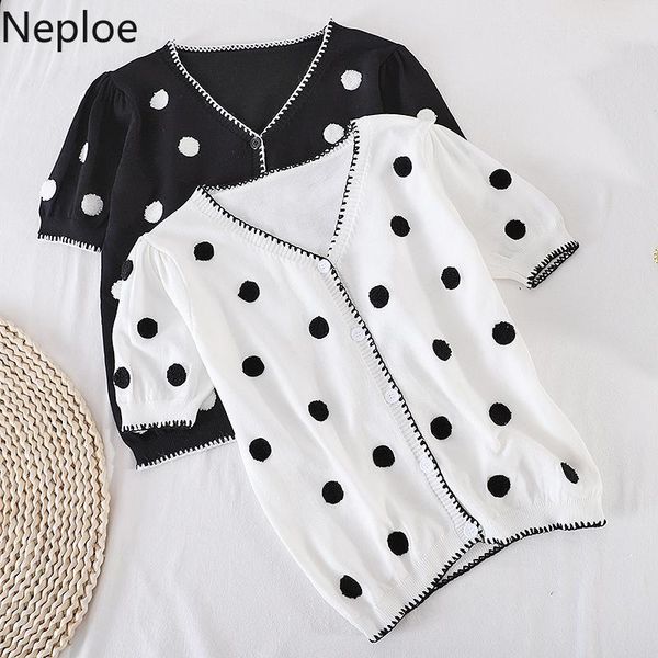 neploe vintage polka dot cardigan 2021 summer knitted coat v neck short sleeve single breasted sweater korean chic female women's knit, White
neploe vintage polka dot cardigan 2021 summer knitted coat v neck short sleeve single breasted sweater korean chic female women's knit, White