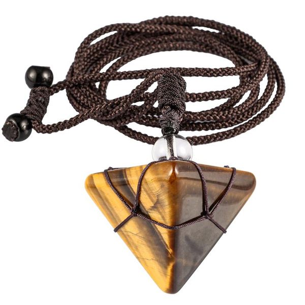 pendant necklaces natural tigers eye stone pyramid knitting brown rope chain adjustable necklace chakra energy amulet women jewelry, Silver
pendant necklaces natural tigers eye stone pyramid knitting brown rope chain adjustable necklace chakra energy amulet women jewelry, Silver