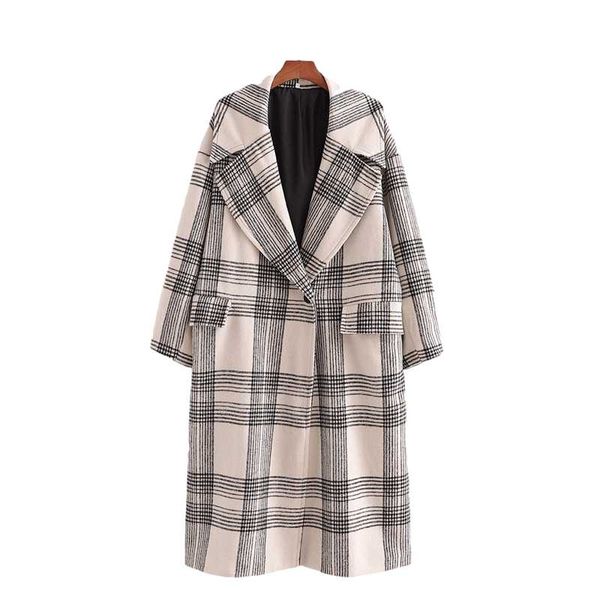 women's wool & blends elegant women turn down collar overcoat 2021 fashion ladies plaid long coats streetwear female chic loose pocket, Black
women's wool & blends elegant women turn down collar overcoat 2021 fashion ladies plaid long coats streetwear female chic loose pocket, Black