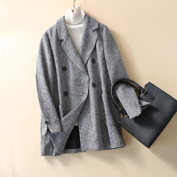 women's suits & blazers 2021 autumn high-quality fashion retro plaid blazer women office lady casual two pocket jacket spring coat fema, White;black
women's suits & blazers 2021 autumn high-quality fashion retro plaid blazer women office lady casual two pocket jacket spring coat fema, White;black
