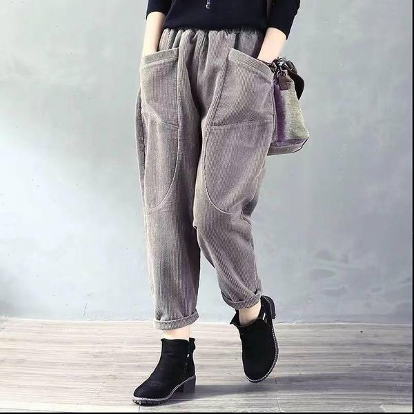 autumn women pant arts style elastic waist loose pants all matched casual corduroy vintage harem plus size trousers d503, Black;white
autumn women pant arts style elastic waist loose pants all matched casual corduroy vintage harem plus size trousers d503, Black;white