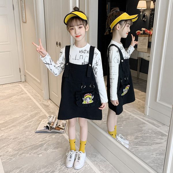 Childrens clothing girls clothes Sets 5-14 Years cotton Strap dress + T-shirt Cartoon embroidery big pocket girls clothing set, Black
Childrens clothing girls clothes Sets 5-14 Years cotton Strap dress + T-shirt Cartoon embroidery big pocket girls clothing set, Black