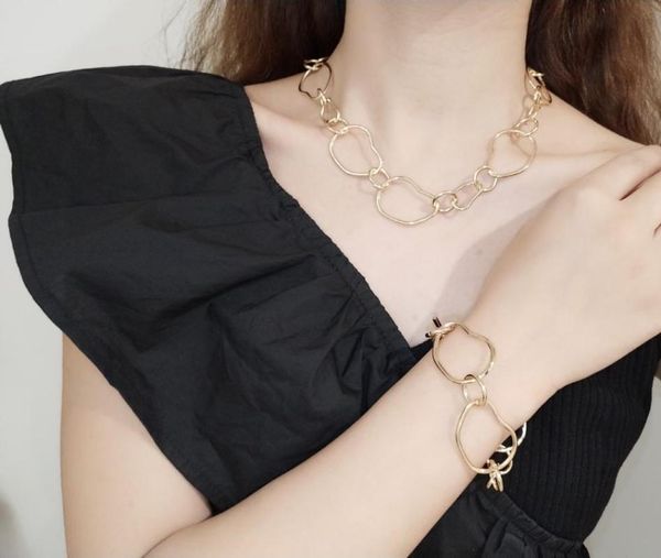 link, chain 2021 fashion simple irregular geometric link necklace bracelet for women, Black
link, chain 2021 fashion simple irregular geometric link necklace bracelet for women, Black