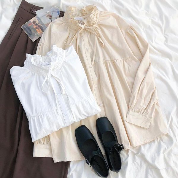 loose casual korean style blouse women stand collar bow lace up shirts female vintage solid basic long sleeve lazy women's blouses &, White
loose casual korean style blouse women stand collar bow lace up shirts female vintage solid basic long sleeve lazy women's blouses &, White