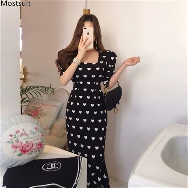 summer elegant vintage long heart printed dress women short sleeve ruffles slim trumpet mermaid korean party dresses robe femme 210513, Black;gray
summer elegant vintage long heart printed dress women short sleeve ruffles slim trumpet mermaid korean party dresses robe femme 210513, Black;gray