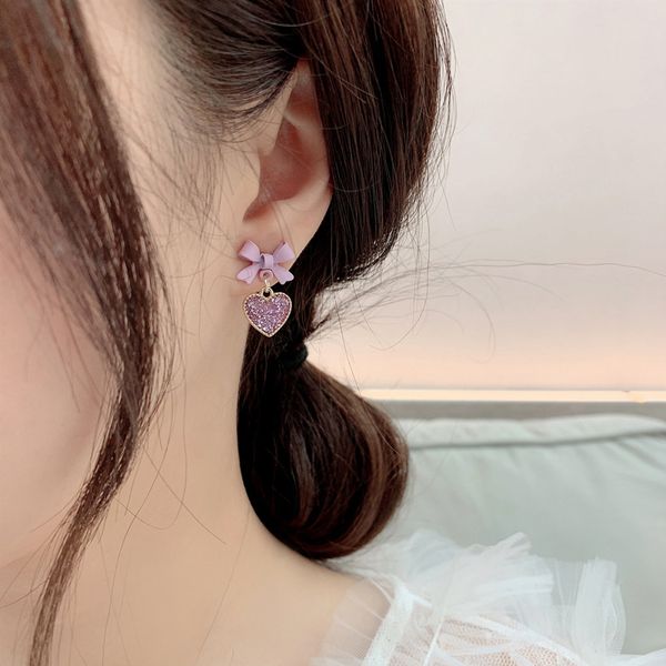 fashion purple color sweet bow drop earrings trendy heart rhinestone bowknot dangle girl wedding earring for women love gift, Silver
fashion purple color sweet bow drop earrings trendy heart rhinestone bowknot dangle girl wedding earring for women love gift, Silver