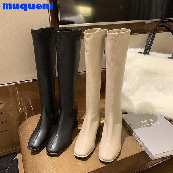 boots fashion women sock elastic stretch woman square toe knee high heels side zipper thick knight, Black
boots fashion women sock elastic stretch woman square toe knee high heels side zipper thick knight, Black