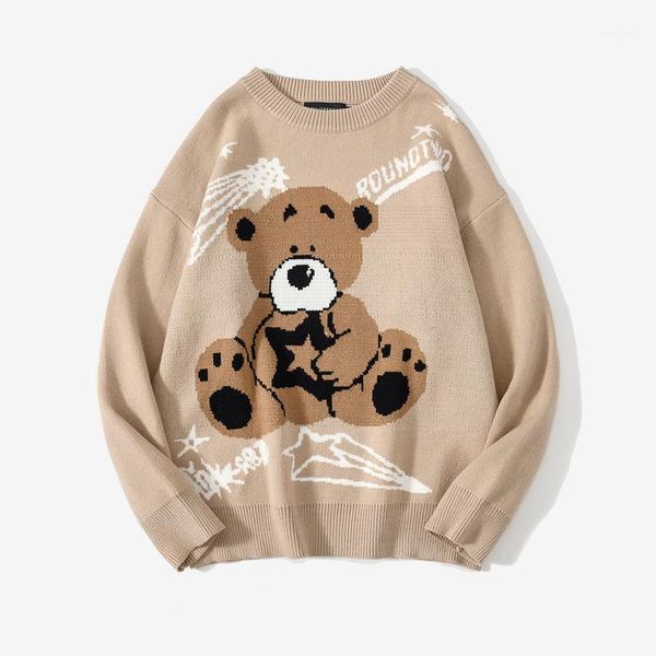 men's sweaters bear painting embroidery knitted sweater retro vintage autumn cotton 2021 men hip hop pullover japan streetwear1, White;black
men's sweaters bear painting embroidery knitted sweater retro vintage autumn cotton 2021 men hip hop pullover japan streetwear1, White;black