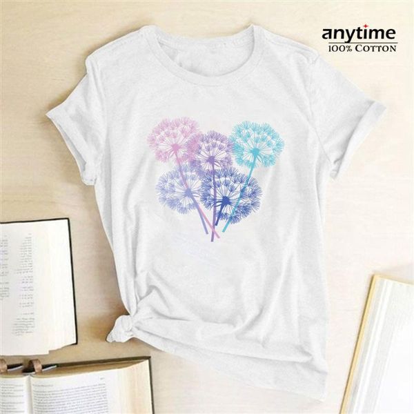 women's t-shirt prime cotton color dandelion print funny women short sleeve casual femme loose tee for camisetas de mujer, White
women's t-shirt prime cotton color dandelion print funny women short sleeve casual femme loose tee for camisetas de mujer, White
