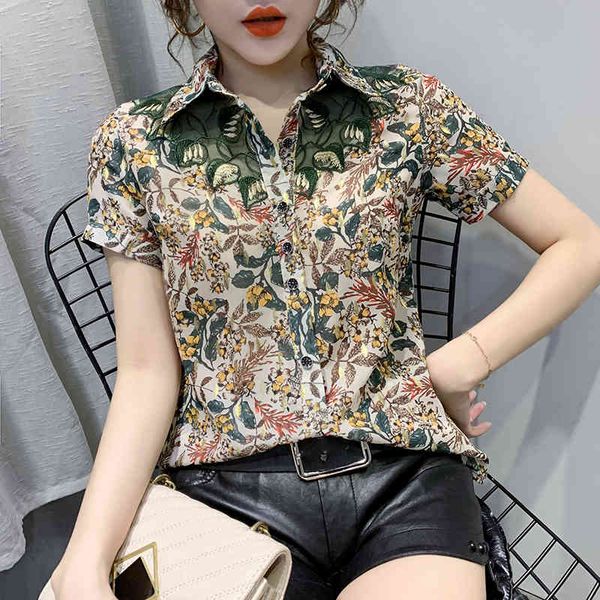 women's blouses & shirts summer patchwork blouse european clothes fashion women embroidery chiffon shirt short sleeve ropa mu, White
women's blouses & shirts summer patchwork blouse european clothes fashion women embroidery chiffon shirt short sleeve ropa mu, White