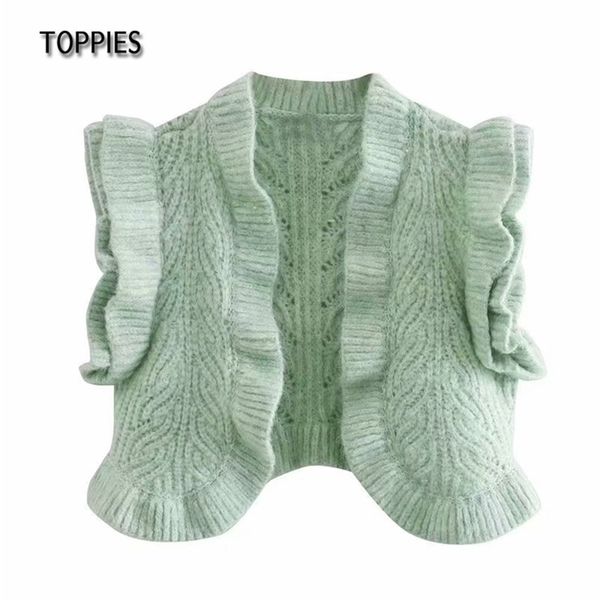 fashion sweet vest with ruffles trims cropped sweater female sleeveless open waistcoat chic knitted 210421, White
fashion sweet vest with ruffles trims cropped sweater female sleeveless open waistcoat chic knitted 210421, White