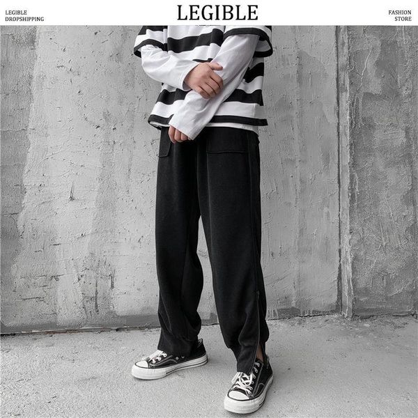 side zipper men's black sweatpants 2021 men oversized pants korean streetwear man casual trousers
side zipper men's black sweatpants 2021 men oversized pants korean streetwear man casual trousers