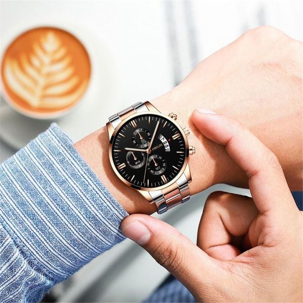 wristwatches men's stainless steel strap quartz watch brand casual formal wear three-eye analog relogio masculin, Slivery;brown
wristwatches men's stainless steel strap quartz watch brand casual formal wear three-eye analog relogio masculin, Slivery;brown
