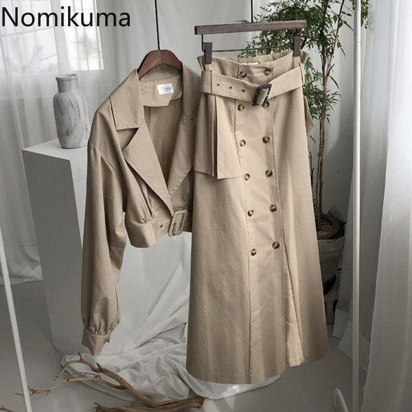 women's tracksuits nomikuma autumn two piece set women long sleeve crop blazer high waist double breasted skirt korean outfits suits 3, Gray
women's tracksuits nomikuma autumn two piece set women long sleeve crop blazer high waist double breasted skirt korean outfits suits 3, Gray