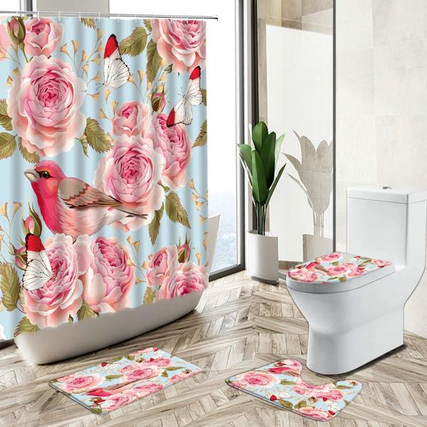 shower curtains pink flower curtain butterfly bird plant leaf rural watercolor art non-slip carpet toilet cover floor mat set washable
shower curtains pink flower curtain butterfly bird plant leaf rural watercolor art non-slip carpet toilet cover floor mat set washable