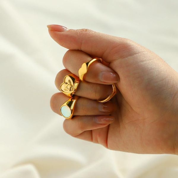 cluster rings 316l stainless steel gold plated angel shell for women heart shape yin yang chunky finger waterproof jewelry, Golden;silver
cluster rings 316l stainless steel gold plated angel shell for women heart shape yin yang chunky finger waterproof jewelry, Golden;silver