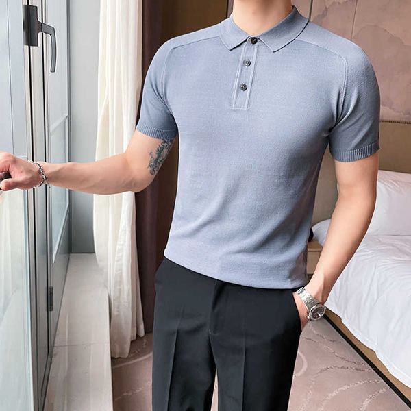 british slim knit polo shirt men summer short sleeve lapel tee business social polos casual slim polo shirts men clothes 210527, White;black
british slim knit polo shirt men summer short sleeve lapel tee business social polos casual slim polo shirts men clothes 210527, White;black