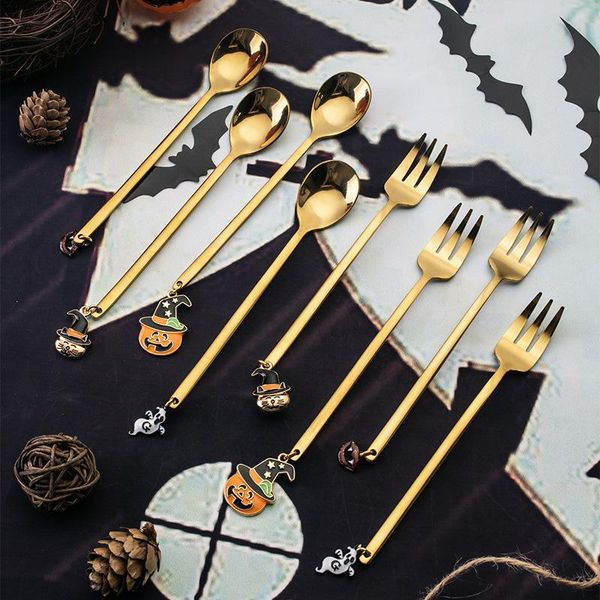 halloween stainless steel spoon and fork set dessert coffee tableware decoration for tea party spoons
halloween stainless steel spoon and fork set dessert coffee tableware decoration for tea party spoons