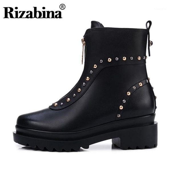 boots rizabina women genuine leather ankle zipper rivets thick sole shoes fashion punk winter warm footwear size 34-391, Black
boots rizabina women genuine leather ankle zipper rivets thick sole shoes fashion punk winter warm footwear size 34-391, Black