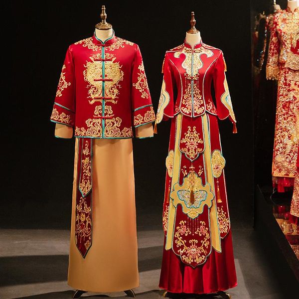 ethnic clothing 2021 oriental couple floral embroidery cheongsam bride wedding dress chinese style marriage set exquisite costume toast, Red
ethnic clothing 2021 oriental couple floral embroidery cheongsam bride wedding dress chinese style marriage set exquisite costume toast, Red