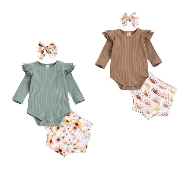 3pcs newborn baby girls boys clothes sets ruffles long sleeve knit romper print trousers shorts headband, White
3pcs newborn baby girls boys clothes sets ruffles long sleeve knit romper print trousers shorts headband, White