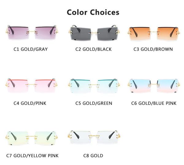 sunglasses 2021 women rimless square sun glasses for summer style female uv400 green brown oculos, White;black
sunglasses 2021 women rimless square sun glasses for summer style female uv400 green brown oculos, White;black